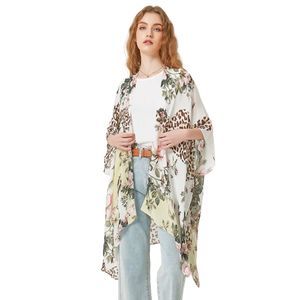 SAVE THE OCEAN Floral Light Kimono Cheetah Roses Recycled Poly Women One Size